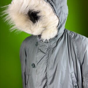 VTG 1990s US Military N-3B Snorkel Parka Mens M Green Faux Fur Hood Scovill Zip